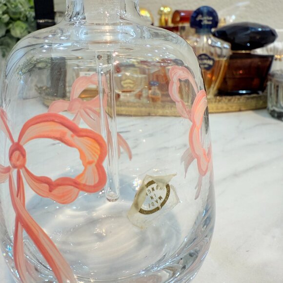 Vintage Hungarian Perfume Bottle with Glass Dauber and Pink Bows - Picture 6 of 13